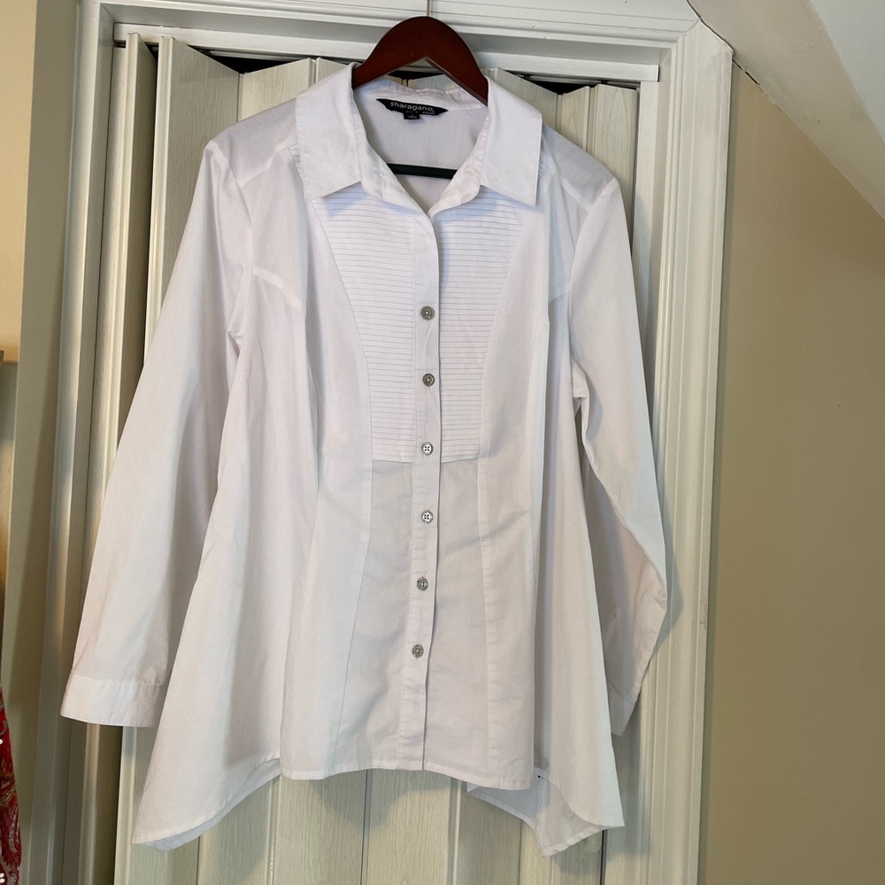 Sharagano White Button Down Shirt NWOT